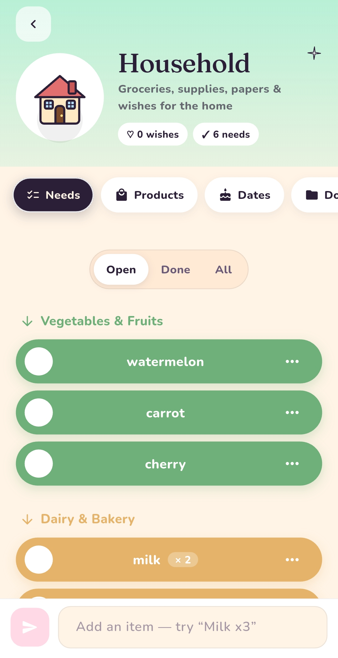Mudabbir smart shopping and needs list