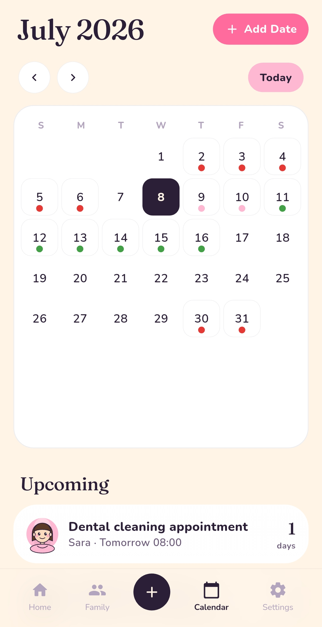 Mudabbir calendar of birthdays and reminders